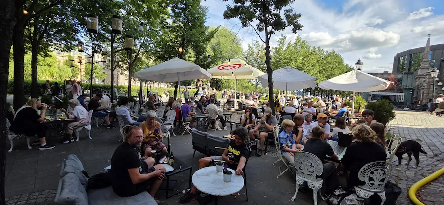 Panoramavy över Café Söderbergs trädgård